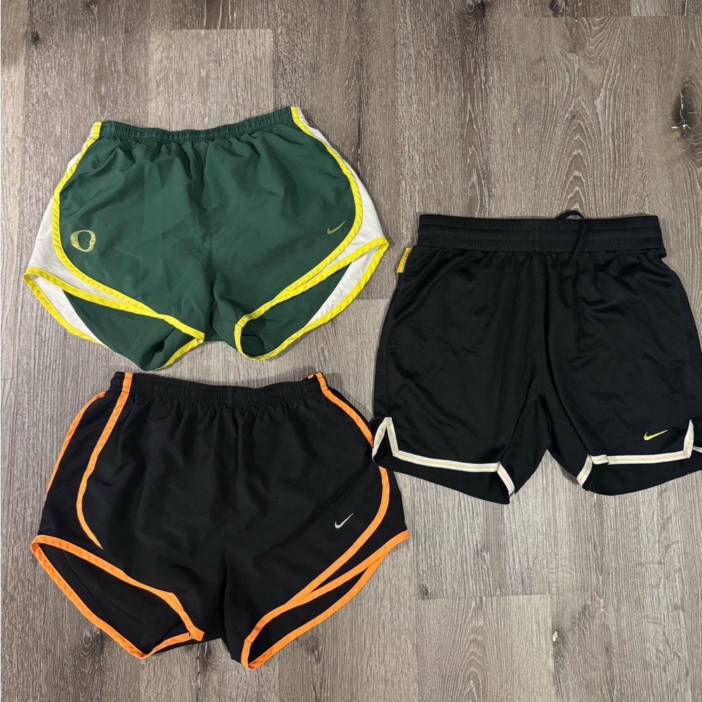 Nike Sports Shorts Trio - Green, Black, Orange Accents